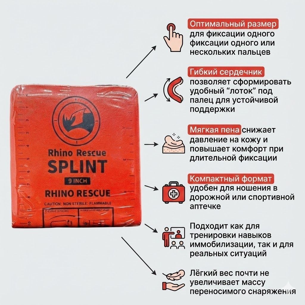 Шина иммобилизационная RHINO Rescue 9" PZJB0060, фото 3